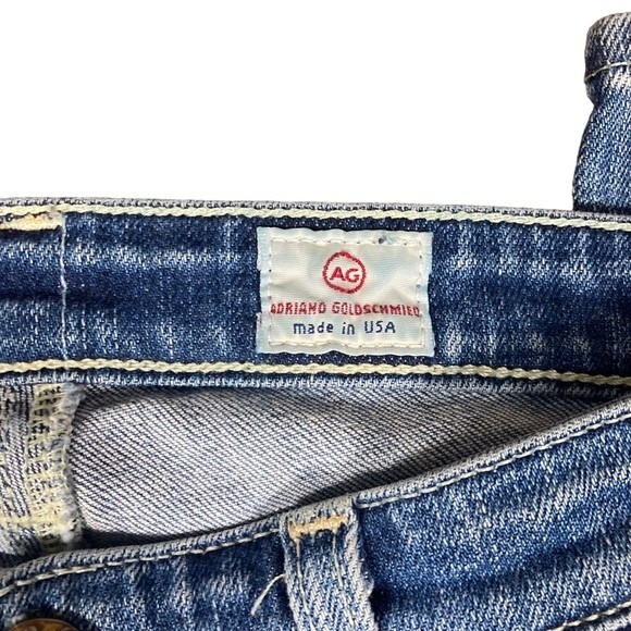 Ag Adriano Goldschmied Stevie Ankle Slim Straight Distressed Blue Jeans, size 25 - Picture 6 of 11